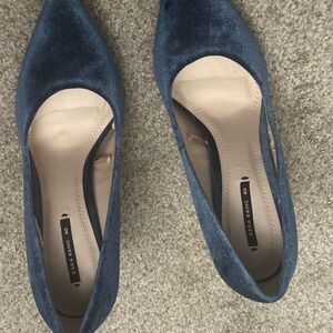 Zara Velvet Blue Flats